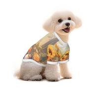 Small Pets Dogs T-Shirt, Sunflowers Under The windowsill Print Cats Cotton Sweatshirts, for Chihuahua Yorkie Puppy Clothes Short Sleeve