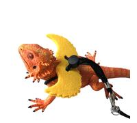 Small Pets Harness Leash Set with 2 Hats Adjustable Reptile Bearded Dragon Wings Cute Designed Harness for Outdoor Walking Gecko Chameleon Yellow