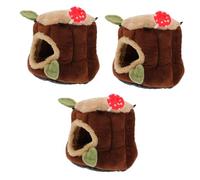 Small pet's nest 3pcs Dwarf Rabbit Cotton Nest House Chinchilla Supply Warm Hamster Hut Small Pet Nest Wear Hut Hamster Warm Hi(Ax3pcs)