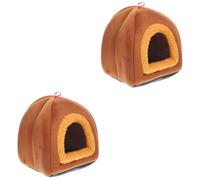 Small pet's nest 3pcs Small Pet Nest Guinea Pig Hideout Parrot Sleeping Bed Rabbit Bed Hamster House Chinchilla Warm Bed Bird N(Brownx2pcs)
