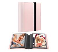 Small Photo Album 4x6 Photos Black Inner Page with Strong Elastic Band, Each Small Album Holds 64 Photos, 4x6 Mini Book Photo Pictures Album Birthday Christmas Photo Albums Wedding Anniversary (Pink)
