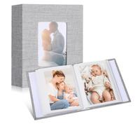 Small Photo Album 6x4 Slip in 100 Pockets 1PCS, Hardcover Photo Book Albums with Front Window, Portable Picture Album for Family Wedding Anniversary Baby Travel, Gray