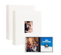 Small Photo Album 7x5 Holds 72 Photos 2 Pack, Photo Albums 7 x 5 Leather Cover with Front Window, Black Inside Pages 5x7 Photo Book for Wedding Family Baby Pictures (White)