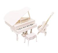Small Piano Model - Compact Musical Instrument Figurine, Bench Toy Accessory, Detailed Mini Display Piece, Elegant Desktop Decoration | Creative Collectible for Kids Room Shelf Party Celebration Décor