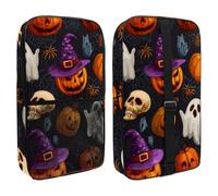 Small Pickleball Paddle Bag, Adjustable Pickle Ball Paddle Bag with Pocket for Women Men, Happy Halloween Pumpkins Skulls Web Ghosts Witch Hat