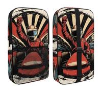 Small Pickleball Paddle Bag, Adjustable Pickle Ball Paddle Bag with Pocket for Women Men, Racer in a Victory Pose with Checkered Flags and Wing