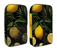 Small Pickleball Paddle Bag, Adjustable Pickle Ball Paddle Bag with Pocket for Women Men, Seamless Whole Lemons and Slices with Palm Leaves