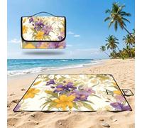 Small Picnic Blanket 150x100cm, Waterproof Beach Blanket Sandproof Outdoor Picnic Mat Purple,Lightweight Foldable Portable Easy-to-Clean, Beige Camping Mat for Hiking, Party, Grass, Family, Park UZ-61