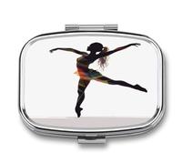 Small Pill Box 2 Compartment Medicine Pill Case Portable A Dancer Printed Pill Container for Pocket Or Purse Pill Box Metal Medicine Vitamin Organizer