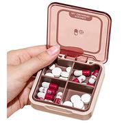 Small Pill Box, BPA Free Pill Case with 4 Large Compartmensts to Hold Vitamins, Moistureproof Portable Pill Box Organiser for Travel (Deep Red)
