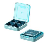 Small Pill Box, BPA Free Pill Case with 4 Large Compartmensts to Hold Vitamins, Moistureproof Portable Pill Box Organiser for Travel (Light Blue)