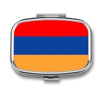 Small Pill Box Case 2 Compartment with Armenia Flag, Portable Travel Pocket Pill Organizer Container Holder to Hold Vitamins, Medication, Fish Oil and Supplements Square