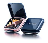 Small Pill Box for Purse, Travel Pill Box with 4 Compartmensts, BPA-Free Medicine Pill Organizer Case for Vitamins, Pill Holder for Supplements (Blue)