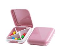 Small Pill Box for Purse, Travel Pill Box with 4 Compartmensts, BPA-Free Medicine Pill Organizer Case for Vitamins, Pill Holder for Supplements (Pink)
