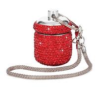 Small Pill Box Keychain Cute Mini Pill Fob Fancy Pill Pockets Container Vitamin Storage Organizer Keychain Pill Case Holder for Medicine Supplement(Red)