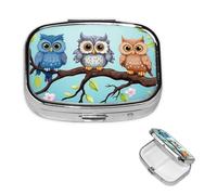Small Pill Box Pocket Pill Box and Purse Portable Pill Organizer Cute Medicine Organizer Owls on a Branch Travel Pill Box for Vitamin Supplements Oil