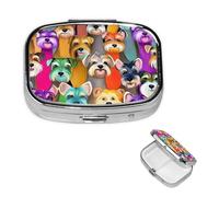 Small Pill Box Pocket Pill Box and Wallet Portable Pill Organizer Cute Medicine Organizer Oil Cute Schnauzer Dogs Travel Pill Box for Vitamin Supplements