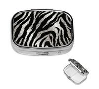 Small Pill Box Pocket Pill Case and Purse Portable Pill Organizer Cute Black and White Zebra Print Medicine Organizer for Vitamin Supplements