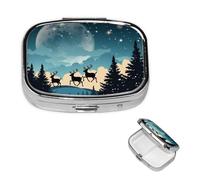 Small Pill Box Pocket Pill Case and Purse Portable Pill Organizer Cute Christmas Winter Medicine Organizer for Vitamin Fish Oil Supplements