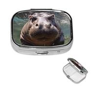 Small Pill Box Pocket Pill Case and Purse Portable Pill Organizer Cute Diving Medicine Organizer Travel Hippo for Vitamin Supplements Oil