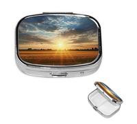 Small Pill Box Pocket Pill Case and Purse Portable Pill Organizer Cute Field Medicine Organizer Sunrise Travel Pill Box for Supplements