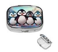 Small Pill Box Pocket Pill Case and Purse Portable Pill Organizer Cute Five Penguin Medicine Organizer Cute Travel Pill Box for Vitamin Supplements