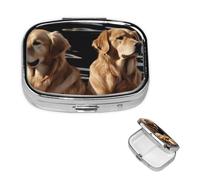 Small Pill Box Pocket Pill Case and Purse Portable Pill Organizer Cute Gold Medicine Organizer Retrievers Travel Pill Box for Vitamin Supplements