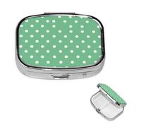 Small Pill Box Pocket Pill Case and Purse Portable Pill Organizer Cute Green Polka Dot Medicine Organizer for Fish Oil Vitamin Supplements
