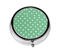Small Pill Box Pocket Pill Case and Purse Portable Pill Organizer Cute Green Polka Dot Medicine Organizer for Fish Oil Vitamin Supplements