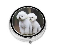 Small Pill Box Pocket Pill Case and Purse Portable Pill Organizer Cute Medicine Organizer Bichon Frise Travel Pill Box for Oil Vitamin Supplements