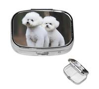 Small Pill Box Pocket Pill Case and Purse Portable Pill Organizer Cute Medicine Organizer Bichon Frise Travel Pill Box for Oil Vitamin Supplements