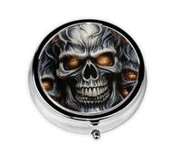 Small Pill Box Pocket Pill Case and Purse Portable Pill Organizer Cute Medicine Organizer Cool Evil Skull Travel Pill Box for Vitamin Supplements Fish Oil