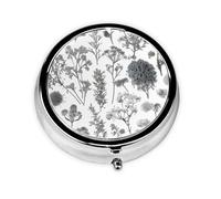Small Pill Box Pocket Pill Case and Purse Portable Pill Organizer Cute Medicine Organizer Flowering Herbs Herbaceous Plants Travel Pill Box for