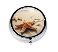 Small Pill Box Pocket Pill Case and Purse Portable Pill Organizer Cute Medicine Organizer for Starfish Sand Beach Landscape Travel Pills