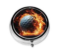 Small Pill Box Pocket Pill Case and Purse Portable Pill Organizer Cute Medicine Organizer Golf Ball on Fire Travel Pill Box for Supplements