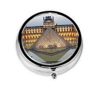 Small Pill Box Pocket Pill Case and Purse Portable Pill Organizer Cute Medicine Organizer Louvre Museum Paris Travel Pill Box for Supplements