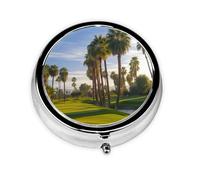 Small Pill Box Pocket Pill Case and Purse Portable Pill Organizer Cute Medicine Organizer Palm Tree Golf Course Travel Pill Box for Vitamin Supplements