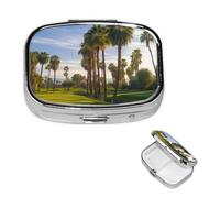 Small Pill Box Pocket Pill Case and Purse Portable Pill Organizer Cute Medicine Organizer Palm Tree Golf Course Travel Pill Box for Vitamin Supplements