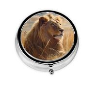 Small Pill Box Pocket Pill Case and Purse Portable Pill Organizer Cute Medicine Organizer Prairie Lion Travel Pillbox for Vitamin Supplements Fish Oil
