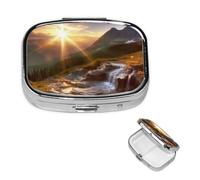 Small Pill Box Pocket Pill Case and Purse Portable Pill Organizer Cute Mountain Medicine Organizer Sunrise Landscape Travel Pill Oil Supplements