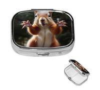 Small Pill Box Pocket Pill Case and Purse Portable Pill Organizer Cute Squirrel Medicine Organizer Funny Travel Animal for Oil Vitamin Supplements