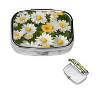 Small Pill Box Pocket Pill Case and Purse Portable Pill Organizer Cute Summer Medicine Organizer Floral Daisy Flower Travel Pill Box for