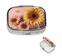 Small Pill Box Pocket Pill Case and Wallet Portable Pill Organizer Cute Medication Organizer Large Sunflower Travel Pill Box for Vitamin Supplements