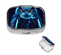 Small Pill Box Pocket Pill Case and Wallet Portable Pill Organizer Cute Medicine Organizer Blue Owl Travel Pill Box for Oil Vitamin Supplements