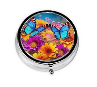 Small Pill Box Pocket Pill Case and Wallet Portable Pill Organizer Cute Medicine Organizer Colorful Butterfly Flower Travel Pill Box for Vitamin Supplements