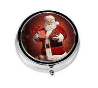 Small Pill Box Pocket Pill Case and Wallet Portable Pill Organizer Cute Medicine Organizer Lovely Santa Claus Travel Pill Box for Vitamin Supplements
