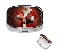 Small Pill Box Pocket Pill Case and Wallet Portable Pill Organizer Cute Medicine Organizer Lovely Santa Claus Travel Pill Box for Vitamin Supplements