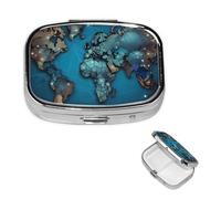 Small Pill Box Pocket Pill Case and Wallet Portable Pill Organizer Cute Medicine Organizer Map Travel Pill Box for Vitamin Supplements Oil