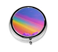 Small Pill Box Pocket Pill Case and Wallet Portable Pill Organizer Cute Rainbow Medicine Organizer Aesthetic Travel Pill Box for Vitamin Supplements