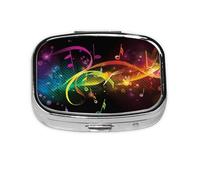 Small Pill Box Portable 2 Compartments Metal Pill Vitamin Holder Cute Colorful Music Note Organizer for Wallet Pocket